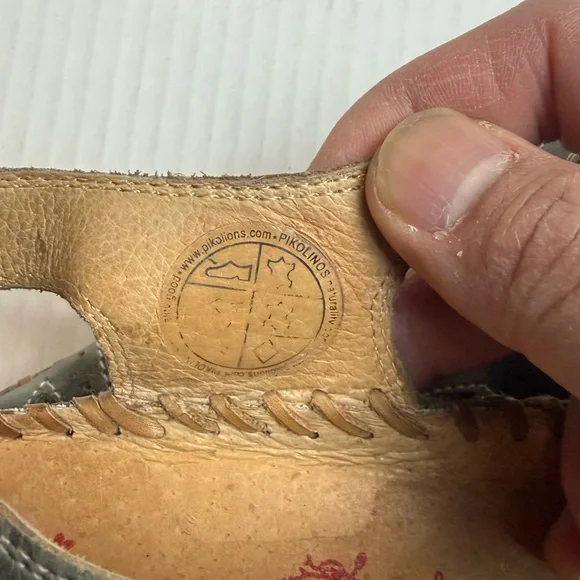 Pikolinos Leather Cutout Slingback Sandals EU 41 Gray Green Comfort Walking Shoe - Picture 9 of 12